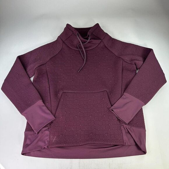 Athleta Ladie Tops Athleta Eggplant Purple Textured Sweatshirt Size M Turtleneck - Picture 4 of 15